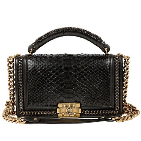 chanel black python boy bag|Chanel python bags price.